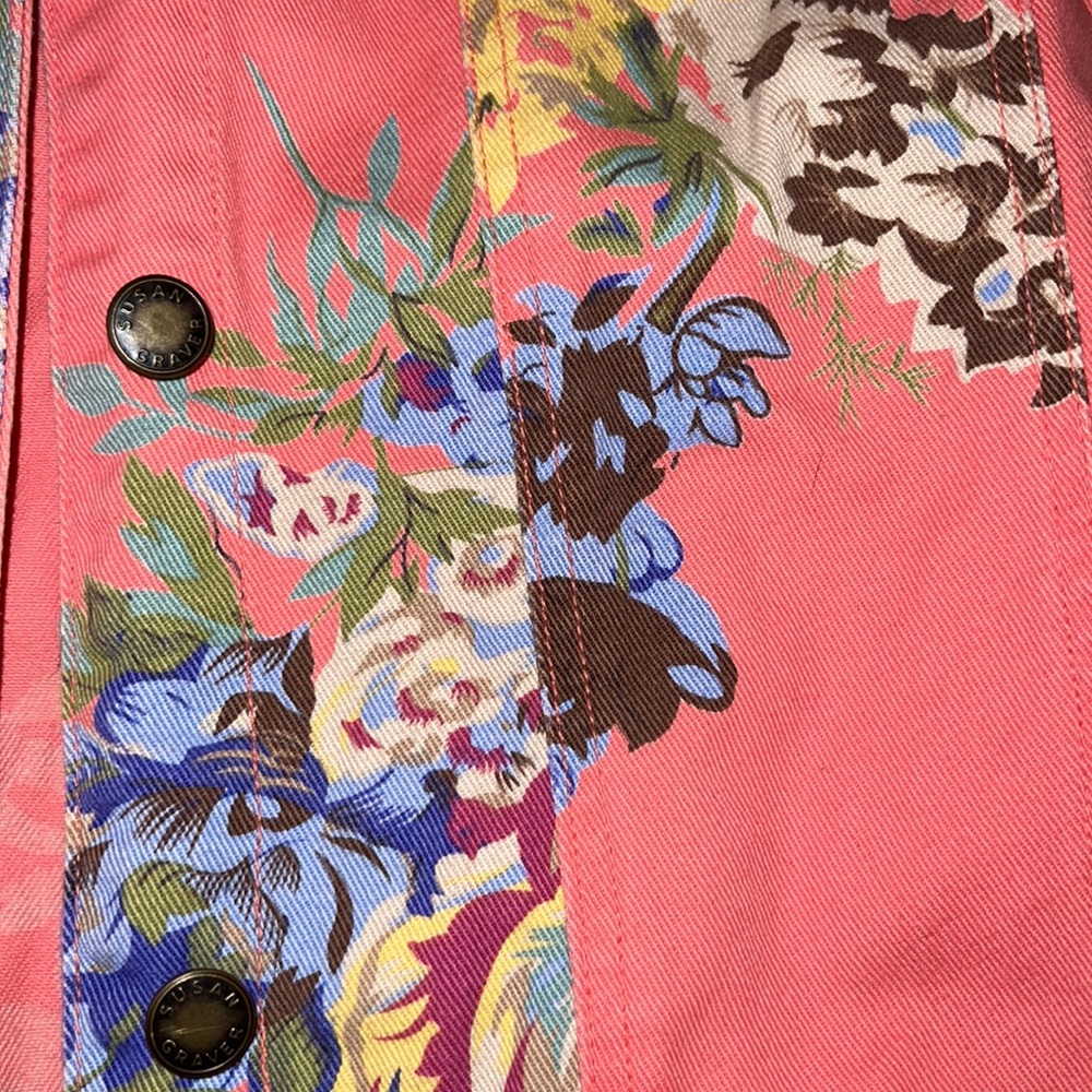Susan Graver Size Small Floral Peach Jean jacket - Picture 3 of 3